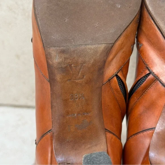 Louis Vuitton Cognac Beautiful Stitching Ankle Boots 38.5 - Picture 8 of 11